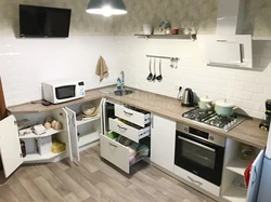 Kitchen design without wall cabinets with window