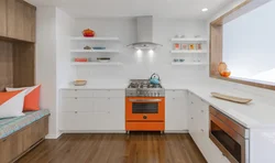 Kitchen design without wall cabinets with window