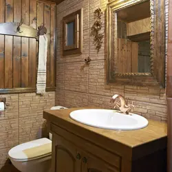 Wooden bathroom design photo