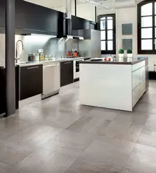 Photo of porcelain stoneware floors in the kitchen