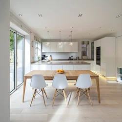 Kitchen living room designs photo in the house in light colors