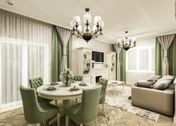 Kitchen living room designs photo in the house in light colors