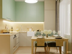 Combination of mint with other colors in the kitchen interior