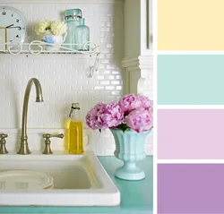 Combination of mint with other colors in the kitchen interior