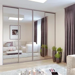 Wardrobe design in the living room in a modern style