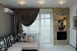 Curtain design for a living room in a modern style with a balcony