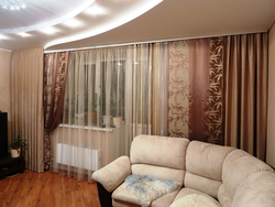 Curtain design for a living room in a modern style with a balcony