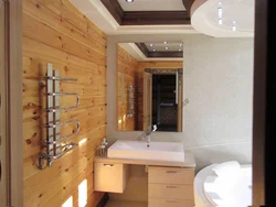 Bathtub Interior In A House Made Of Timber