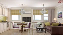 Kitchen living room with one window interior design photo