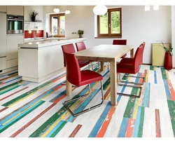 Kitchen design with linoleum floor