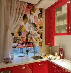 Kitchen interior in Khrushchev curtains