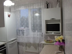 Kitchen interior in Khrushchev curtains