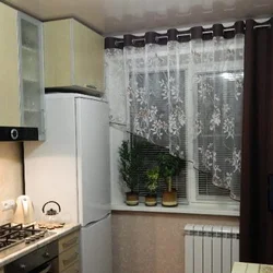 Kitchen interior in Khrushchev curtains