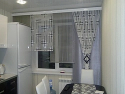 Kitchen interior in Khrushchev curtains