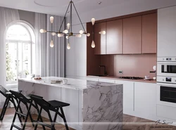 Gray powdery kitchen in the interior