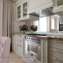 Gray powdery kitchen in the interior