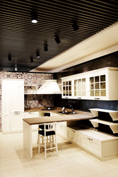 Kitchen design dark ceiling