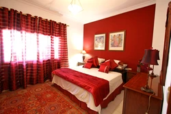 Red bedroom interior