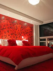 Red bedroom interior