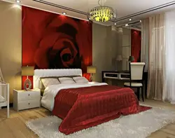 Red bedroom interior
