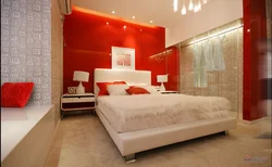 Red bedroom interior
