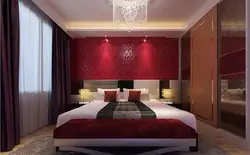 Red bedroom interior