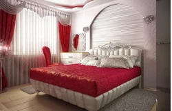 Red bedroom interior