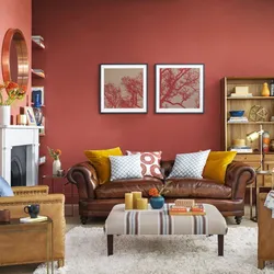 What Color Goes With Terracotta Color In The Living Room Interior