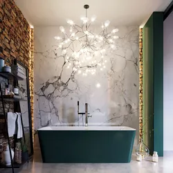 Bathroom design with chandelier