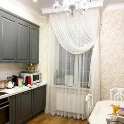 Tulle and curtains for kitchen interior design