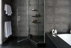 Shower in a bathroom without a cubicle made of tiles photo