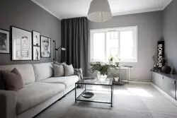 Gray interior of the living room in the apartment photo