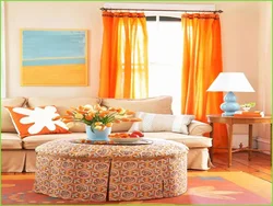 Colors combined with peach in the living room interior