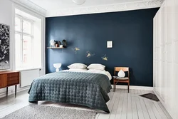 Bedroom in gray blue tones photo design
