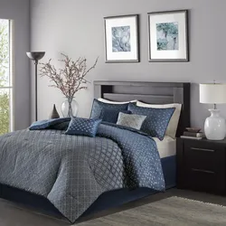 Bedroom In Gray Blue Tones Photo Design
