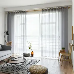 Tulle design for the living room without curtains photo