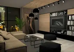 Ҳуҷраи зиндагӣ бо оҳангҳои сиёҳ акс