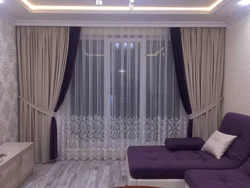 Үйдегі қонақ бөлмесіндегі тюль фотосы