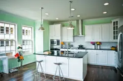 Combination of mint color with others in the kitchen interior photo