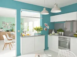 Combination of mint color with others in the kitchen interior photo