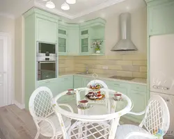 Combination of mint color with others in the kitchen interior photo