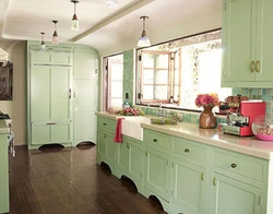 Combination of mint color with others in the kitchen interior photo