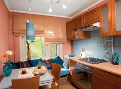 Photo kitchen design 9 meters with sofa photo