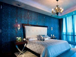 Combination of blue in the bedroom interior