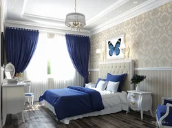 Combination of blue in the bedroom interior