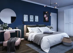 Combination of blue in the bedroom interior