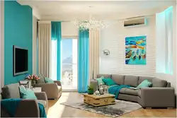 Living room interiors in blue tones photo