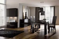 Living room in black design photo