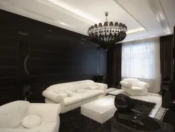 Living room in black design photo