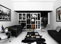 Living room in black design photo